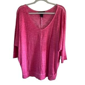 Lane Bryant V-Neck Tee 3/4 sleeve oversized tee shirt pink size 14/16